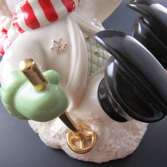 LENOX PORCELAIN SKIING CUTE SNOWMAN LARGE FIGURINE - Picture 5 of 12